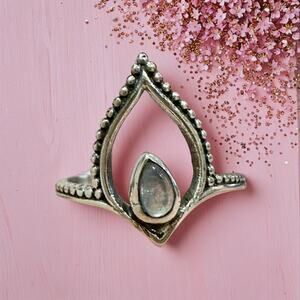 Rainbow Moonstone Sterling Silver Teardrop/Pear Shape Size 7
